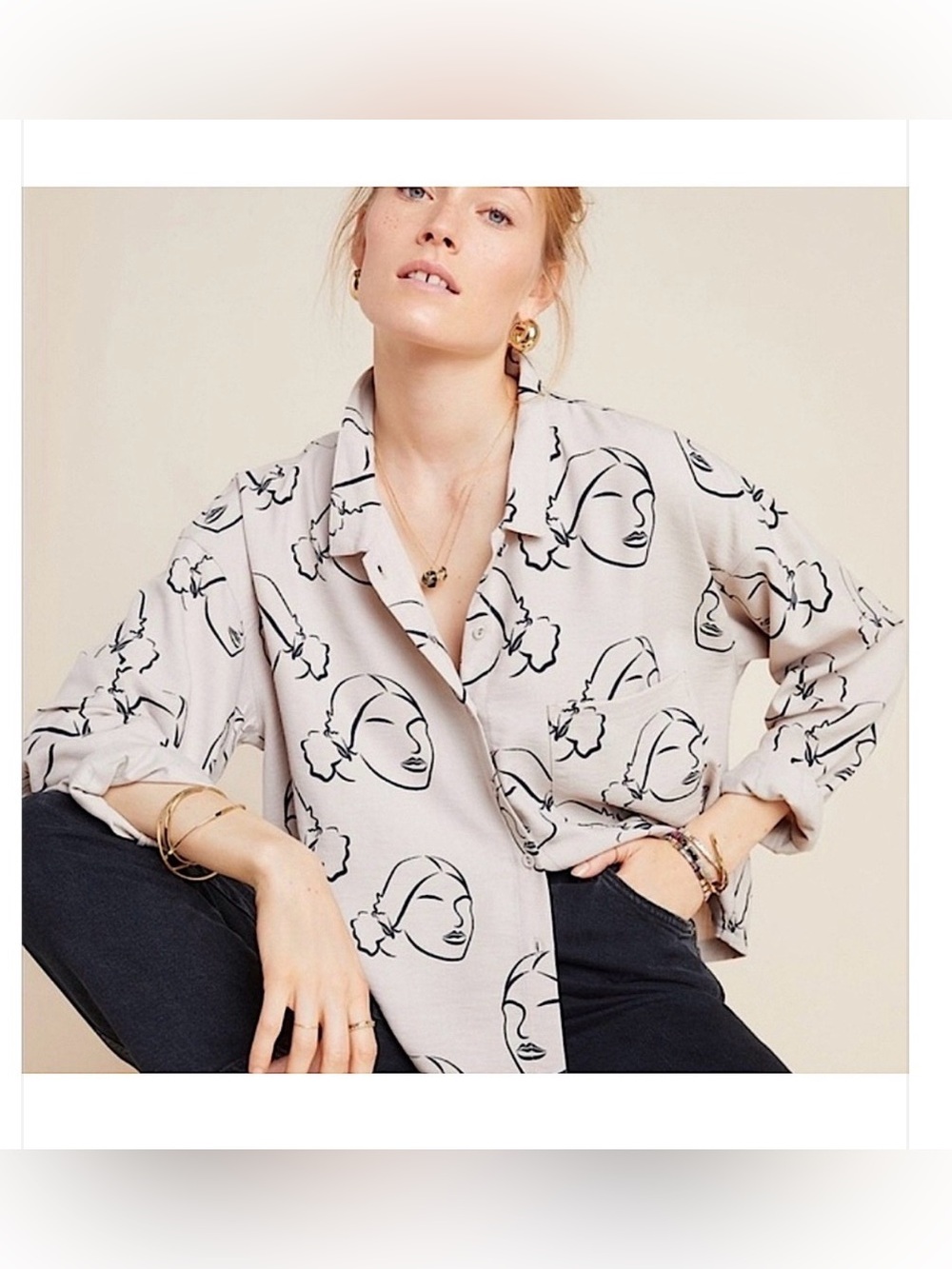 THE ODELLS XS Della Button Down Blouse Orig $168 Excellent Cond